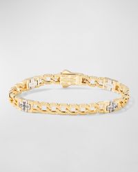 Men's 18K Gold Black Diamond Filigree Chain Bracelet