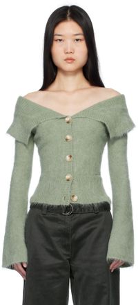 Holzweiler Cardigan vert à épaules dénudées