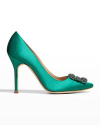 Hangisi Satin Crystal-Buckle Pumps