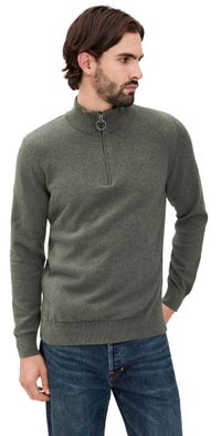 Barbour Barbour Cotton Half Zip Knitted Sweater Olive Marl M