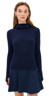 RLX Ralph Lauren Cable Knit Hooded Sweater Refined Navy M