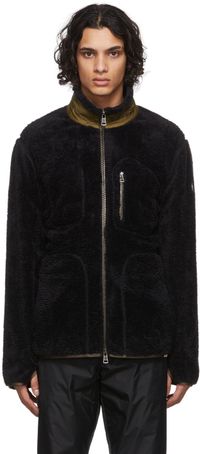 Moncler Black Recycled Fleece Zip-Up Sweater