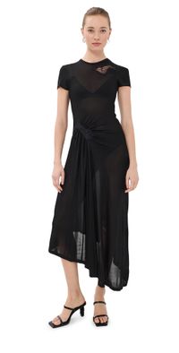 Christopher Esber Delphin Lace Rib Tee Dress Black 8