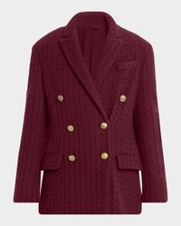 Cashmere Cable Knit Double-Breasted Blazer