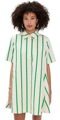 English Factory Striped Kaftan Mini Dress Green Multi S
