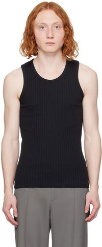 Recto Black Jacquard Patch Tank Top