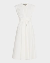 Kiernan Ruched Cap-Sleeve Midi Dress