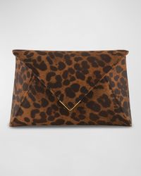 Signature Lee Small Leopard Satin Clutch