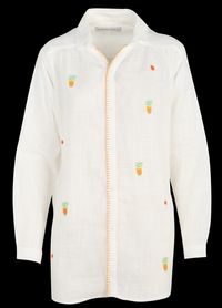 Banana Moon - Chemise droite en coton brodé - Taille L - Blanc