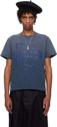 Khoki T-shirt bleu marine à effet délavé