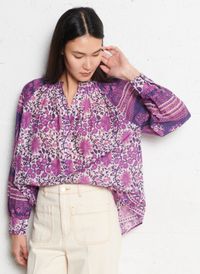 Petite Mendigote - Chemise oversize col mao en coton - Taille 2 - Violet