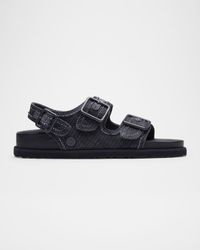 Milano Denim Dual-Buckle Slingback Sandals