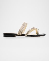 Susaperf Snake-Embossed Leather Flat Sandals