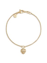 Women's Classic Chain 18K Yellow Gold Heart Charm Bracelet - Gold