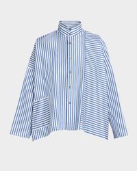 Wide Longer Back Double Stand Collar Shirt - Mid Plus Length