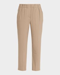 Cotton Twill Slim-Leg Ankle Pull-On Pants