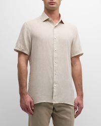 Men's Short-Sleeve Linen Button-Down Shirt