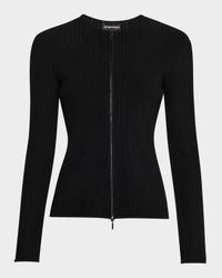 Zip-Front Ottoman Knit Jacket