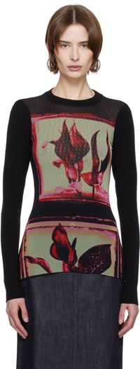 Jean Paul Gaultier Black Flowers Cadres T-shirt