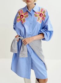 Essentiel Antwerp - Robe chemise rayée - Taille L - Bleu