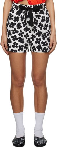MSGM Black & White Floral Shorts