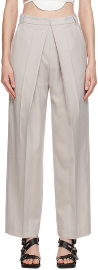 LOW CLASSIC Pantalon beige à pli rond creux