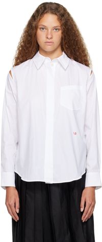 Victoria Beckham White Cold Shoulder Shirt