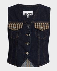 Denim Patchwork Utility Vest