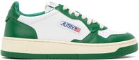 AUTRY White & Green Medalist Low Sneakers