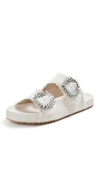 Mystique Embellished Two-Band Slides Natural/Twill 10