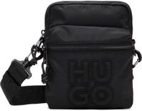 Hugo Black Stacked Logo Reporter Bag