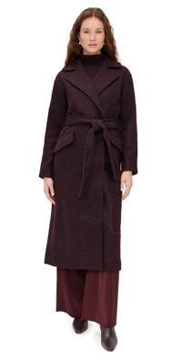 Avec Les Filles Relaxed Belted Coat Merlot XL