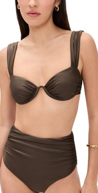 SIMKHAI Anniston Bikini Top Chocolate M