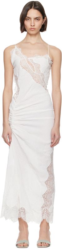Christopher Esber Robe de style camisole midi froissée blanche à garnitures en dentelle