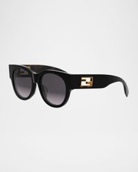 Baguette Logo Round Acetate & Nylon Sunglasses