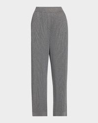 Cotton Lurex English Ribbed Straight-Leg Pants