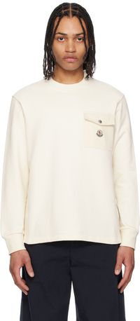 Moncler Off-White Cotton Pocket Sweatshirt