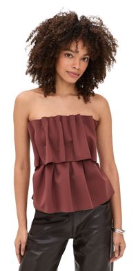 House of Dagmar Sculpted Tube Top Mahogany Red 36