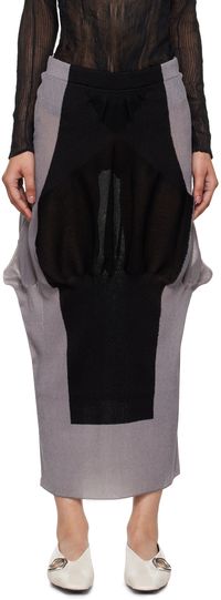 ISSEY MIYAKE Gray & Black Shaped Nude Maxi Skirt