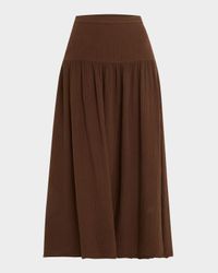 Evelyn A-Line Cotton Gauze Midi Skirt