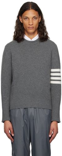 Thom Browne Gray & Navy 4-Bar Sweater