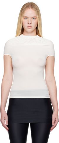 ALAINPAUL White Gathered Neck Tank Top