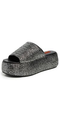 SIMONMILLER Metallic Raffia Cloudy Platform Sandals Black/Silver 36