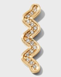Wavy Bar Ear Climber with Diamonds, Single