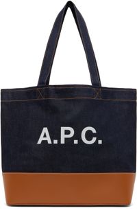 A.P.C. Navy & Brown Axel E/W Tote