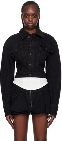 Mugler Blouson écourté noir en denim