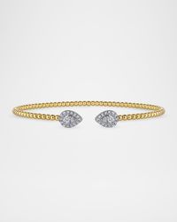 14K White and Yellow Gold Diamond Pear Shape Bujukan Bangle