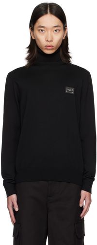 Dolce&Gabbana Black Logo Plaque Turtleneck