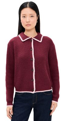 Little Lies Francesca Cardigan Burgundy/Pink M/L