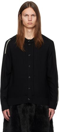 Simone Rocha Black Beaded Inverted Seam Cardigan